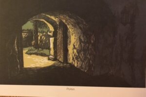 Kunstkort, tresnitt av Ivar Nordhagen - Porten